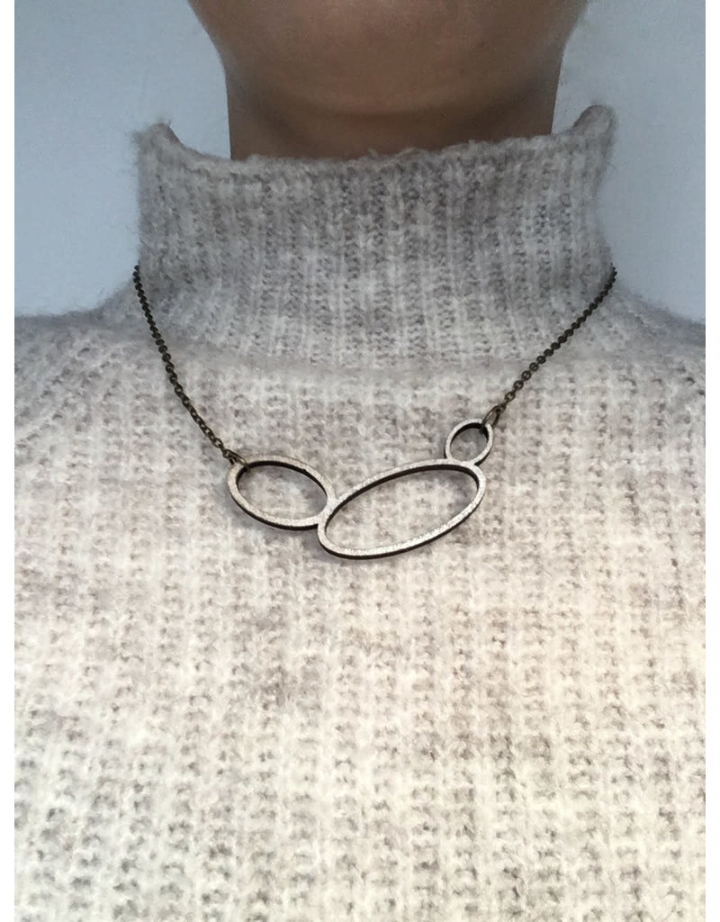 MonaLisa Juwelen Ketting 'Hoops'- cirkels - zwart/zilver - kort