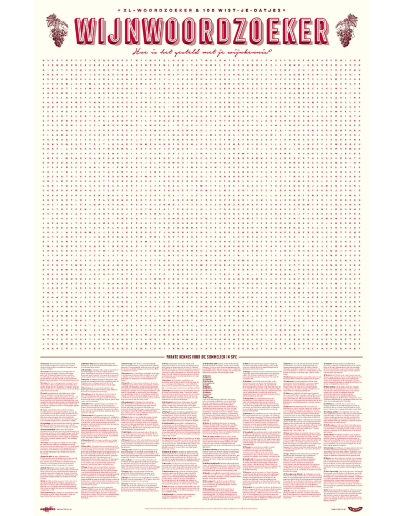 Stratier XL-woordzoeker poster 'Wijntermen'