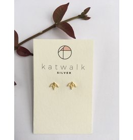 Katwalk Zilver Verguld zilver oorstekers - hangende bloem