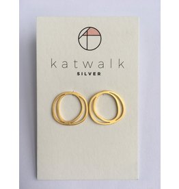 Katwalk Zilver Verguld zilver oorstekers - 2 amorf cirkels