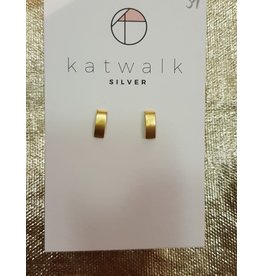 Katwalk Zilver Verguld zilver oorstekers - verticaal gebogen plaatjes 1cm