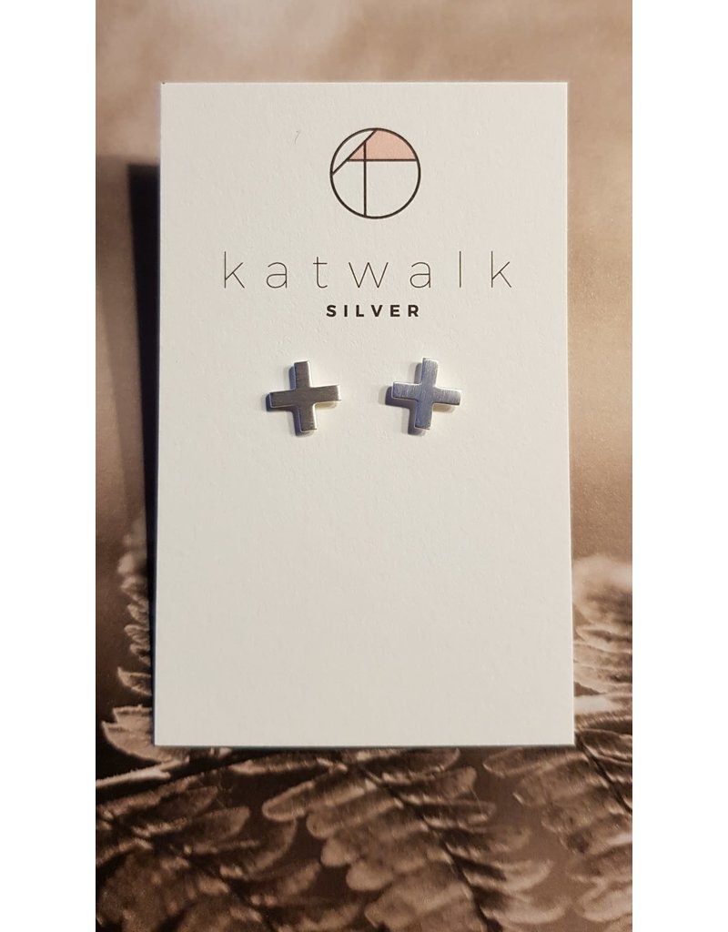 Katwalk Zilver Zilver oorstekers - Cross