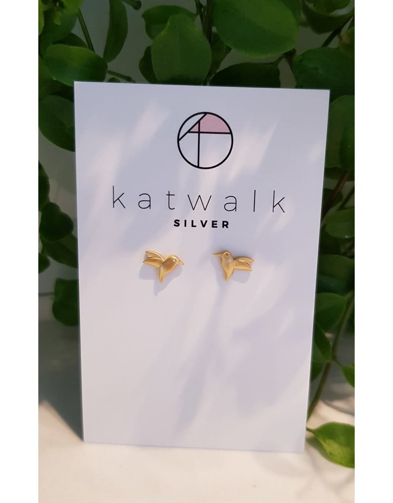 Katwalk Zilver Verguld zilver oorstekers - kolibrie
