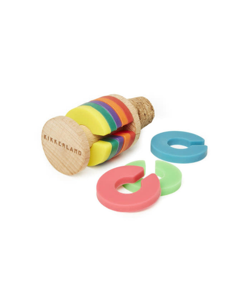 kikkerland Rainbow wine- rings + stopper