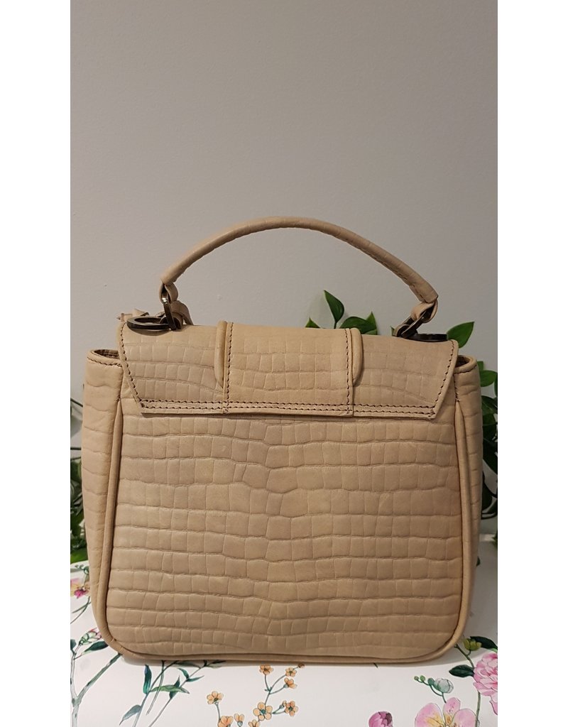 CAT & CO Retro lederen handtasje met schouderriem - croc hazel