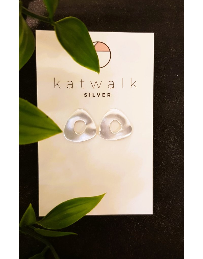 Katwalk Zilver Zilver oorstekers - bold driehoek met opening