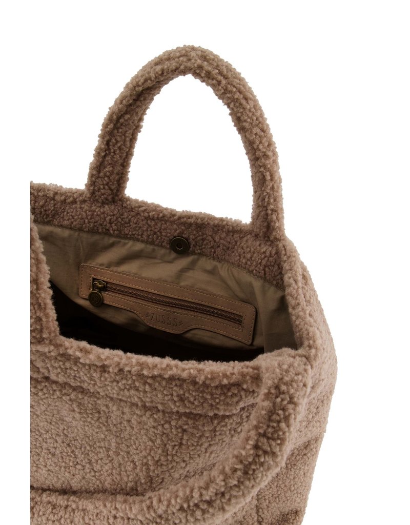 Zusss Grote teddy shopper - taupe