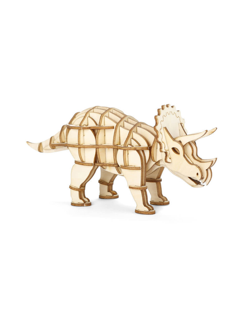 kikkerland Triceratops 3D houten puzzel