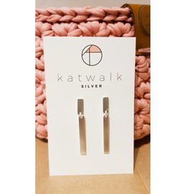 Katwalk Zilver Zilver oorstekers - 2 fijne balkjes geschakeld