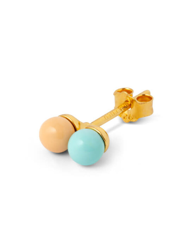 Lulu Copenhagen Oorsteker - double color ball -mint / desert mist - 1 st