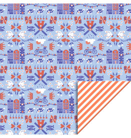 Inpakpapier 700 x 30 cm  - Holland - stripe orange