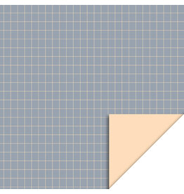 Inpakpapier 700 x 30 cm  - Grid ice blue - pastel orange