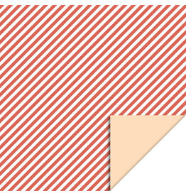 Inpakpapier 700 x 30 cm  - Stripe diagonal red - pastel orange