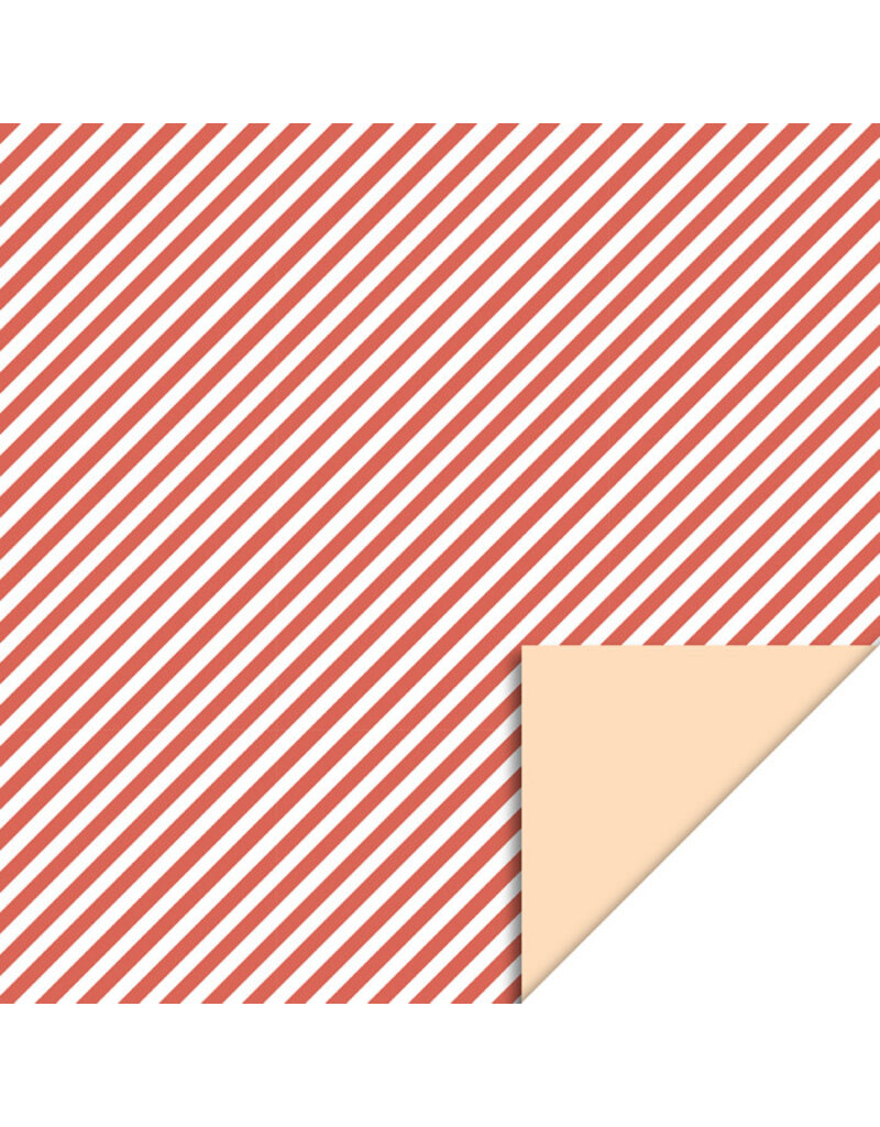 Inpakpapier 700 x 30 cm  - Stripe diagonal red - pastel orange