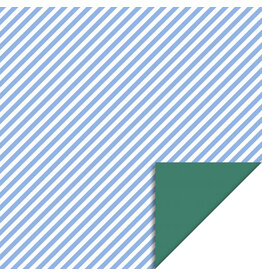 Inpakpapier 700 x 30 cm  - Stripe diagonal sea blue - crocodile green