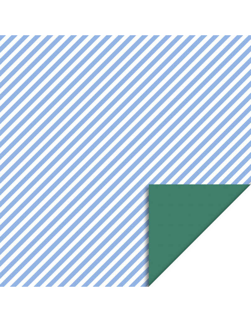 Inpakpapier 700 x 30 cm  - Stripe diagonal sea blue - crocodile green
