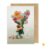 illustra'lies Wenskaart illustra'lies 'Beer met bloemen'