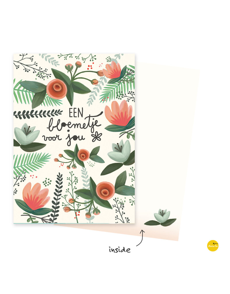 illustra'lies Wenskaart illustra'lies 'Een bloemetje voor jou'