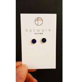 Katwalk Zilver Verguld zilver oorsteker - blauwe steen Ø8mm