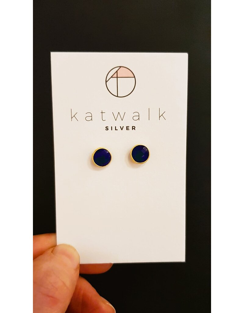 Katwalk Zilver Verguld zilver oorsteker - blauwe steen Ø8mm