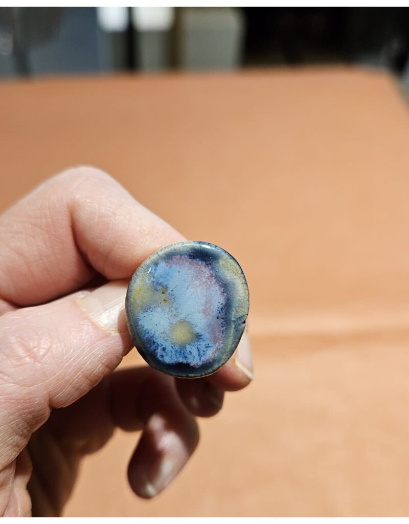 Ring met keramiek steen - Blauwgroen2