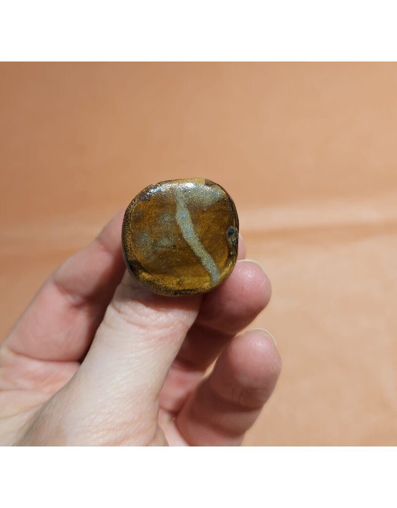Ring met keramiek steen - Bruin1