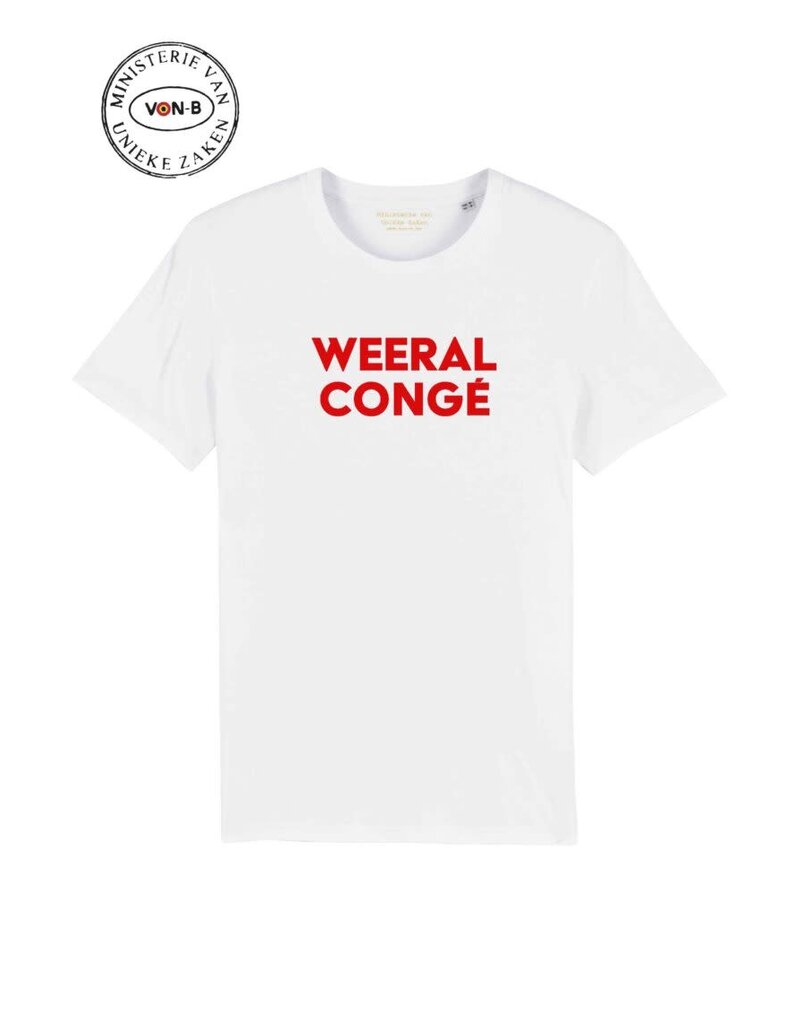 Ministerie van Unieke Zaken T-shirt 'Weeral congé' - wit