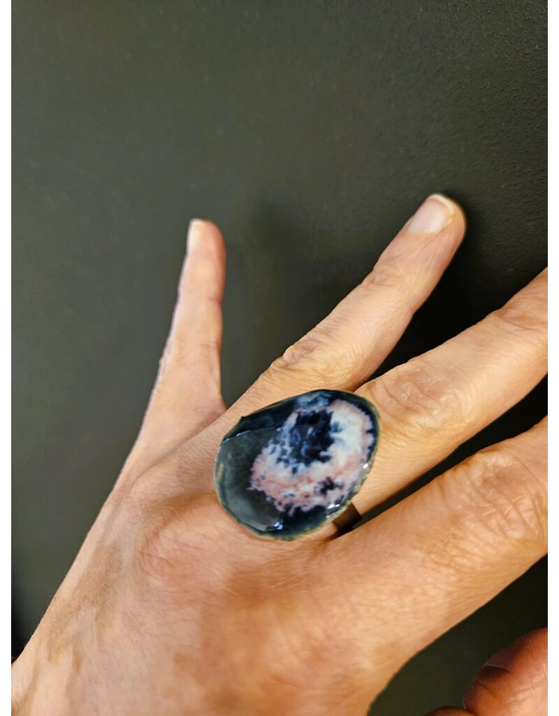 Ring in keramiek - blauwroze