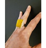 Ring in keramiek - geel vierkant
