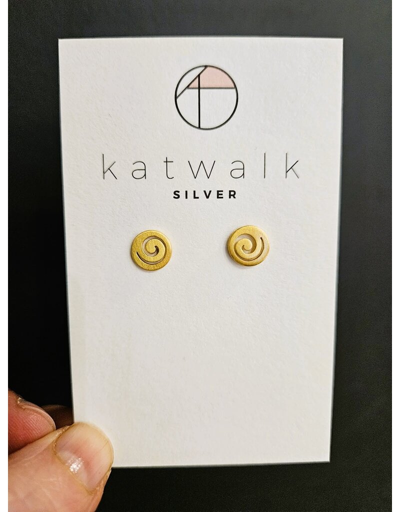 Katwalk Zilver Verguld zilver oorsteker - volle draaikolk