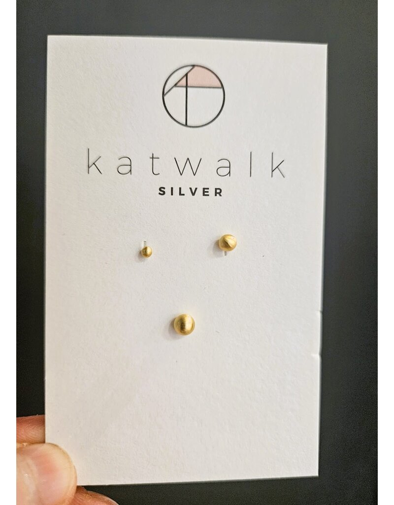 Katwalk Zilver Verguld zilver oorstekers - vergulde pareltjes - 3 stuks