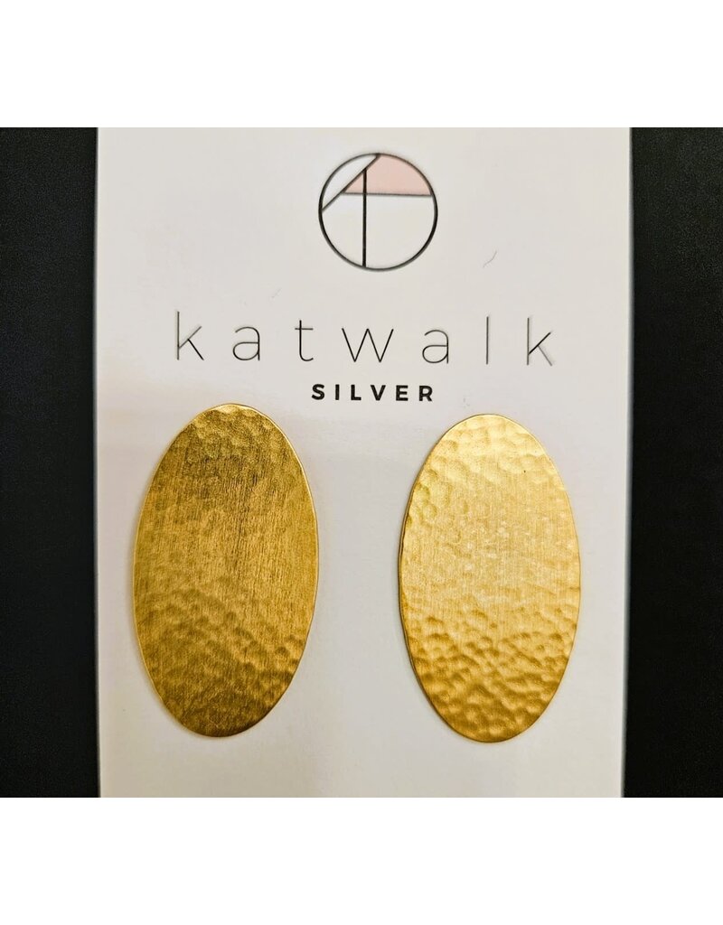 Katwalk Zilver Verguld zilver oorstekers - bold ovaal