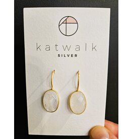 Katwalk Zilver Verguld zilver oorhangers - witte steen