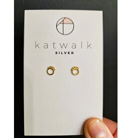 Katwalk Zilver Verguld zilver oorstekers - etnic mini