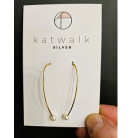 Katwalk Zilver Verguld zilver oorhangers - haakje met parel