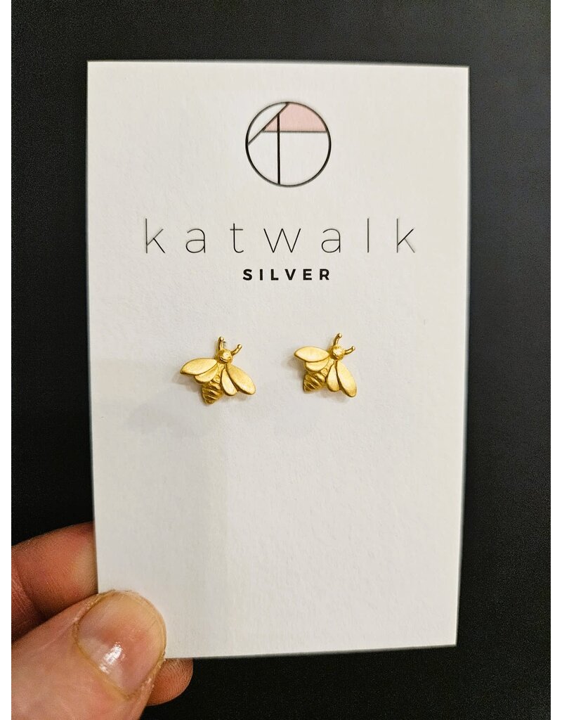 Katwalk Zilver Verguld zilver oorsteker - bijtje