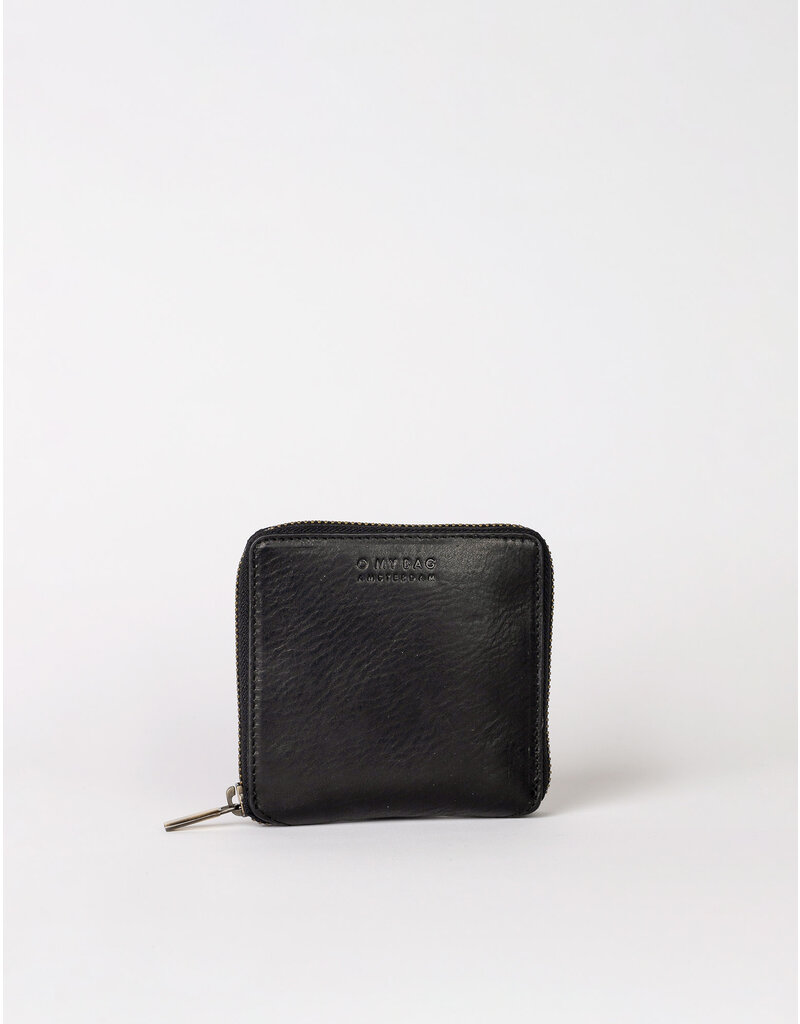 O MY BAG Sonny Square Wallet Black Stromboli Leather