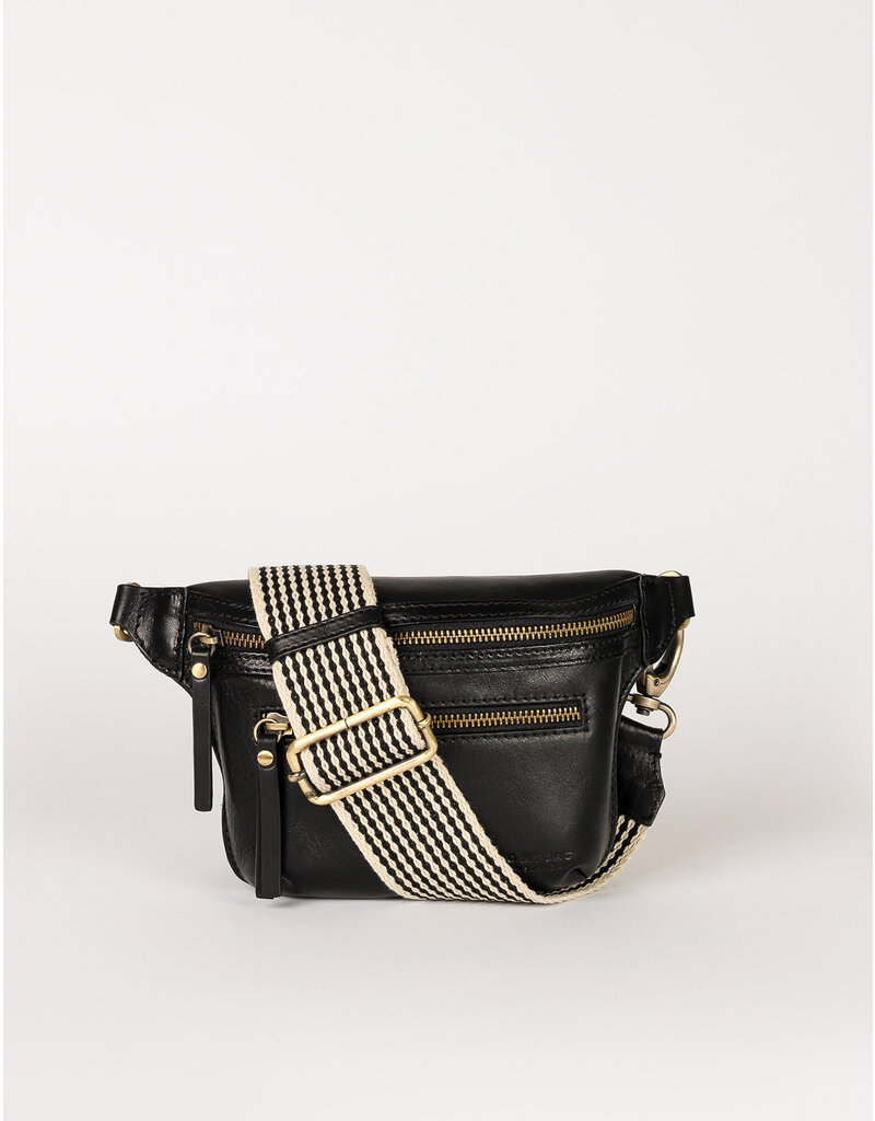 O MY BAG Beck's Bum Bag Black Stromboli Leather - Checkered