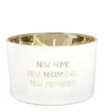 My Flame Lifestyle Geurkaars 'New home, new beginnings, new memories' - fresh cotton