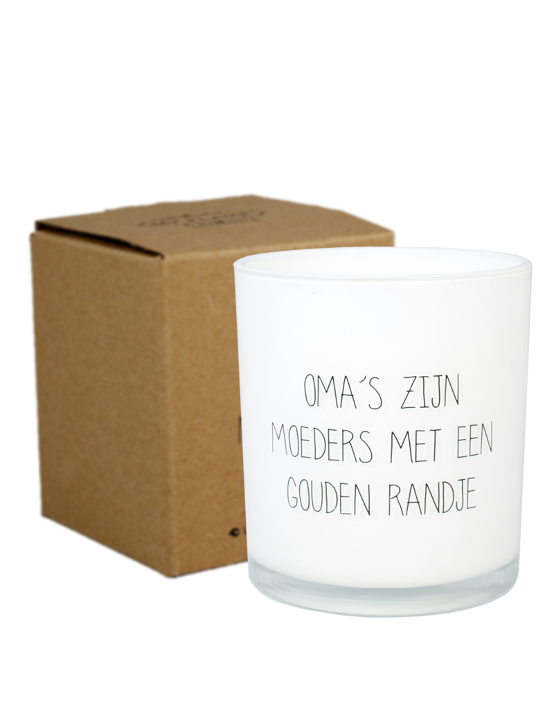 My Flame Lifestyle Geurkaars in glas - 'Oma's zijn moeders met een gouden randje' - fresh cotton