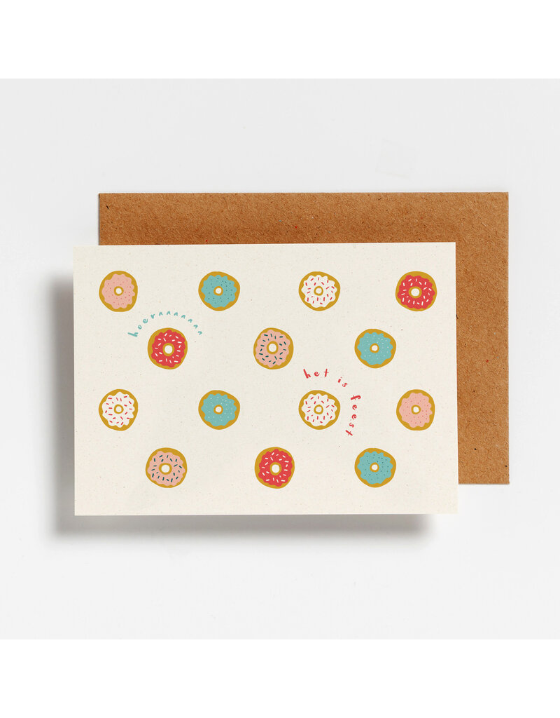 Hello August Wenskaart Hello August -'Het is feest...' - Donuts