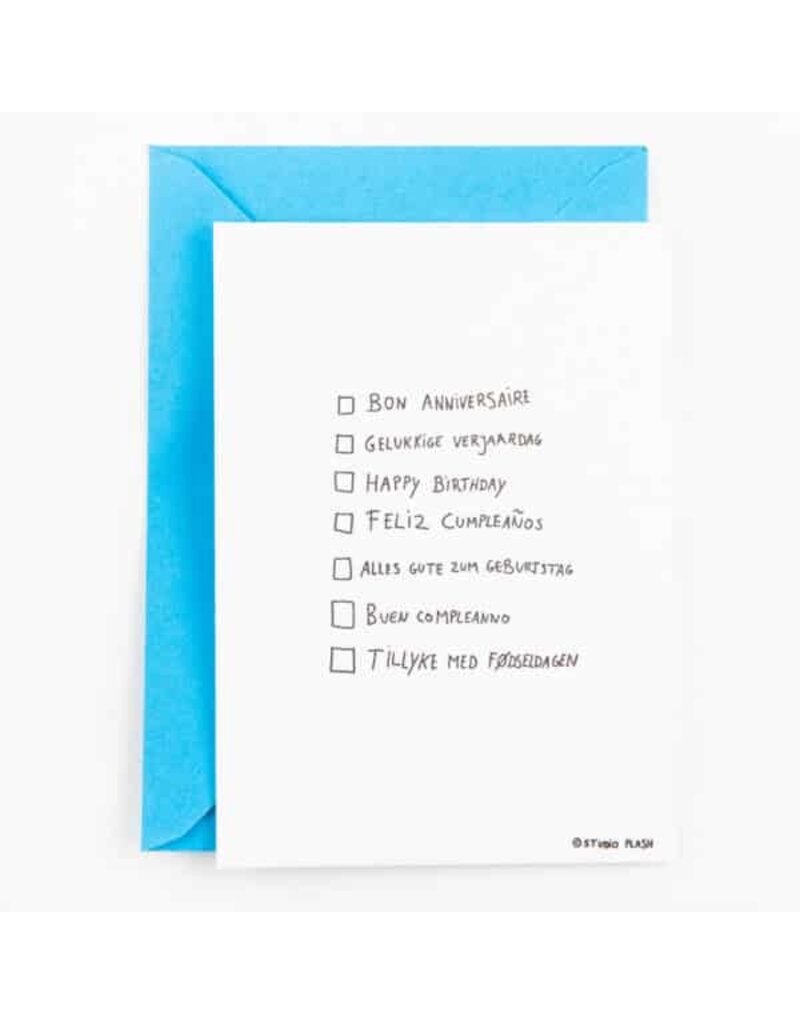 STUDIOFLASH Kaart ‘Gelukkige verjaardag - languages'