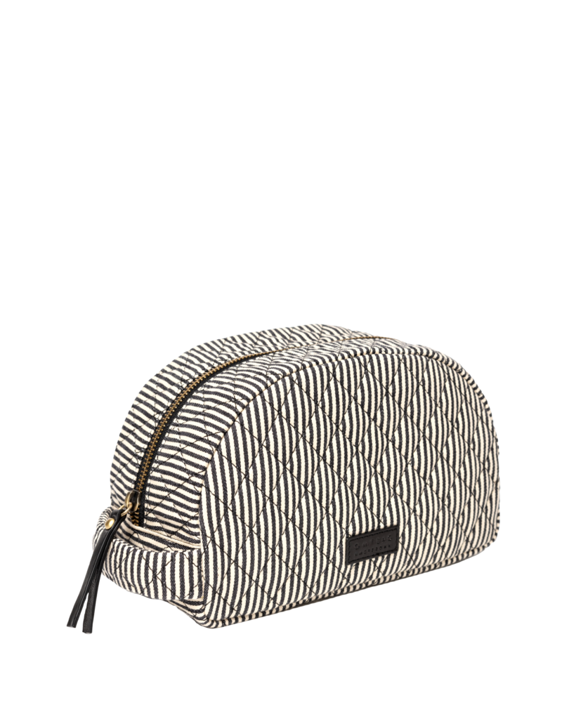 O MY BAG Moon make-up bag - Cotton /black classic leather