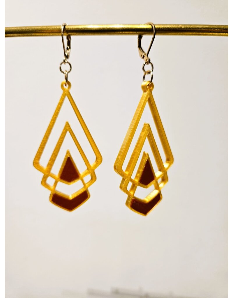 Cut the Fab Oorhanger 3D print duo--color goud-rood