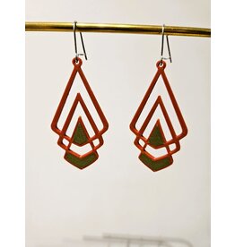 Cut the Fab Oorhanger 3D print duo--color Rood-khaki