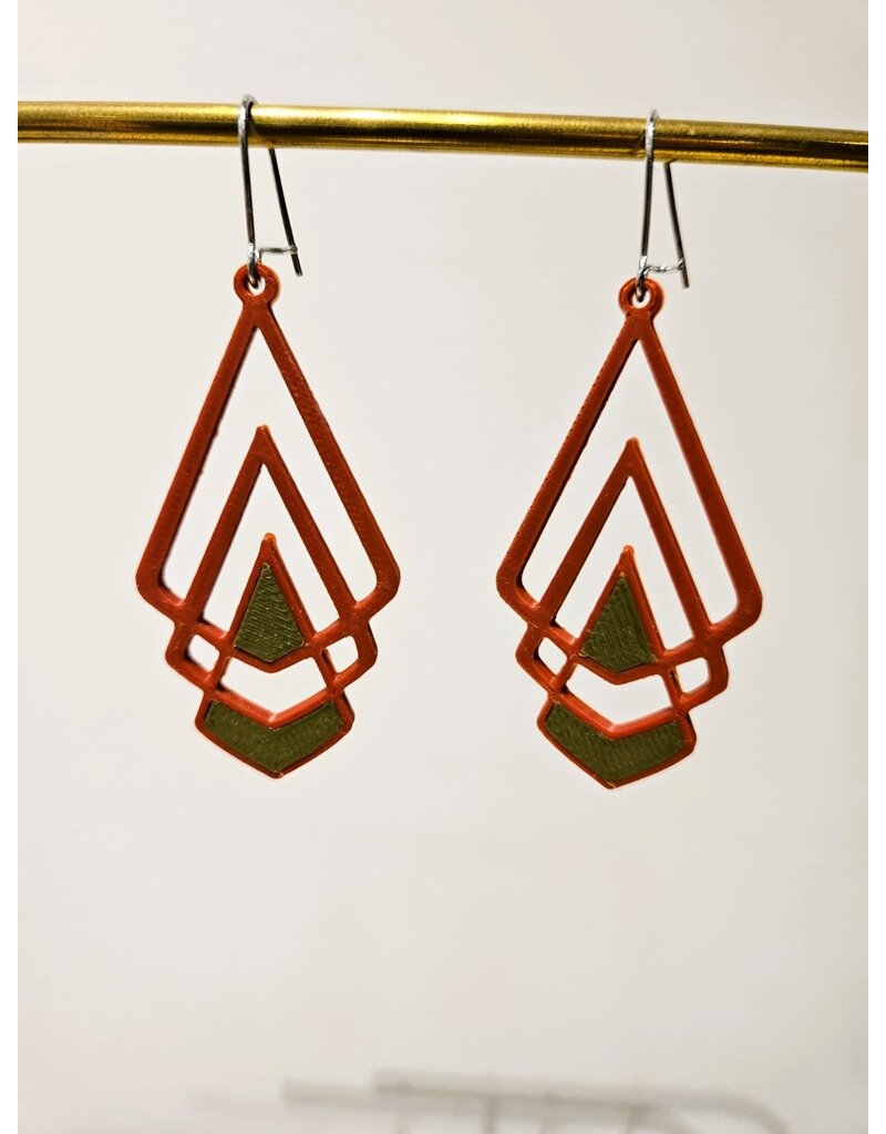 Cut the Fab Oorhanger 3D print duo--color Rood-khaki