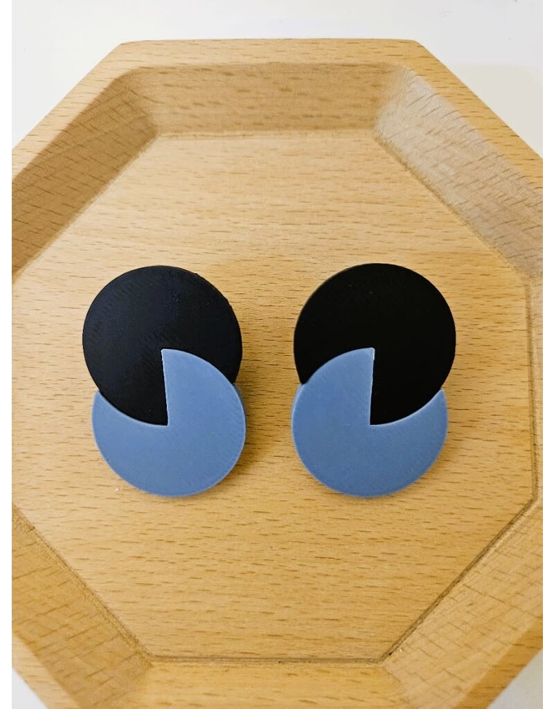 Cut the Fab Oorsteker 3D print duo--color zwart-grijsblauw