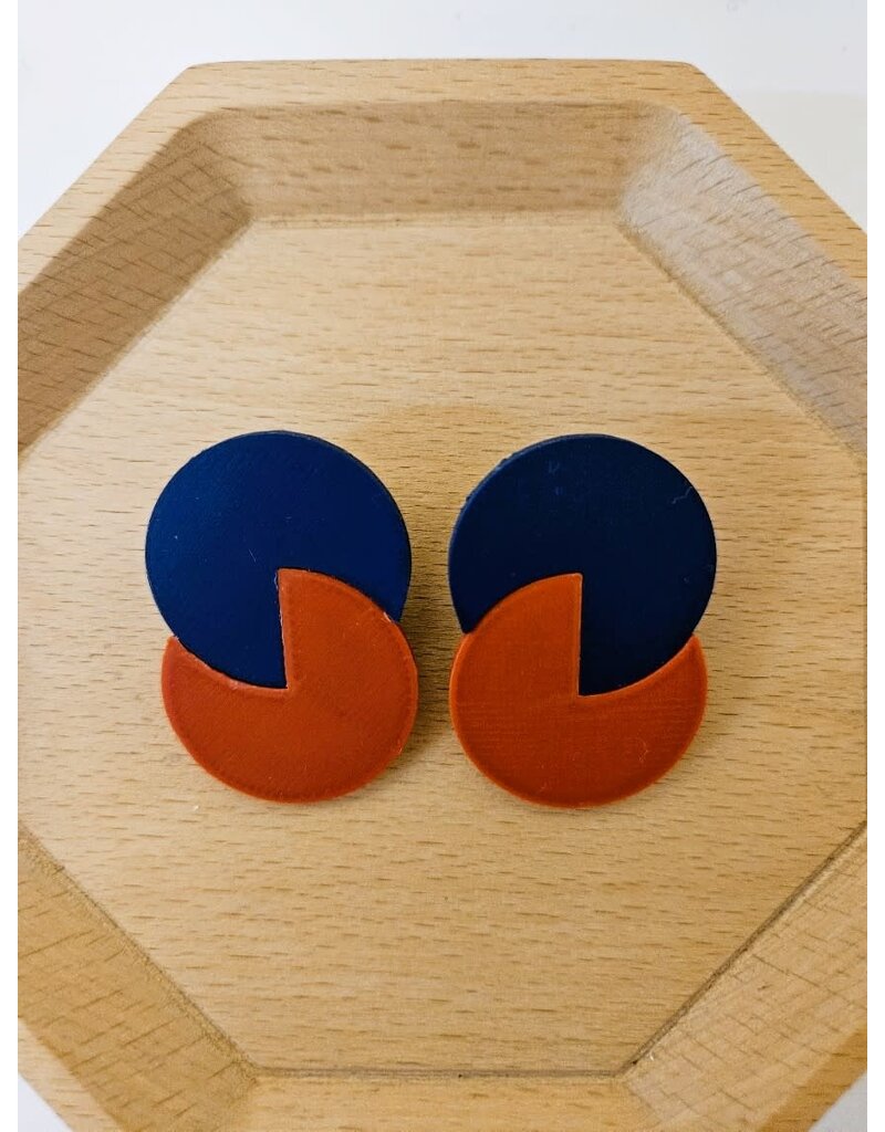 Cut the Fab Oorsteker 3D print duo--color rood-donkerblauw