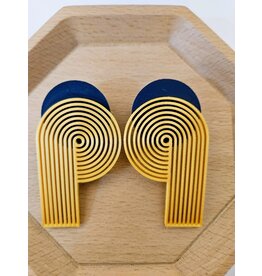 Cut the Fab Oorsteker 3D print duo--color donkerblauw-goud