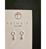 Katwalk Zilver Zilver oorstekers - Open rondje met hangend pareltje